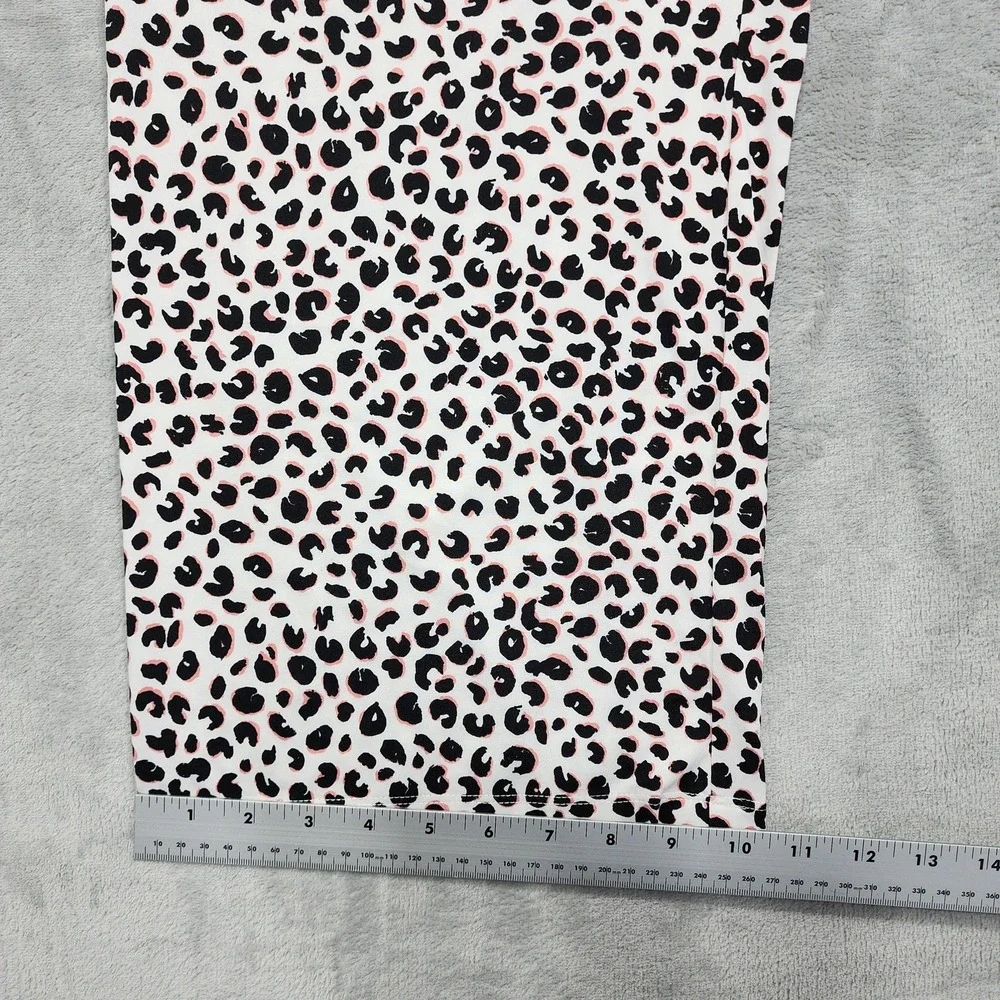Kate‎ Spade Pants Womens M Black Pink Leopard Print Jersey Capri Pajama Lounge
